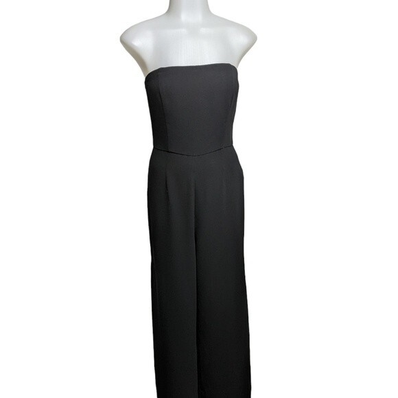 Forever 21 Jumpsuit Women Small Strapless Loose Fitting Legs Side Slits Black S - Picture 1 of 7